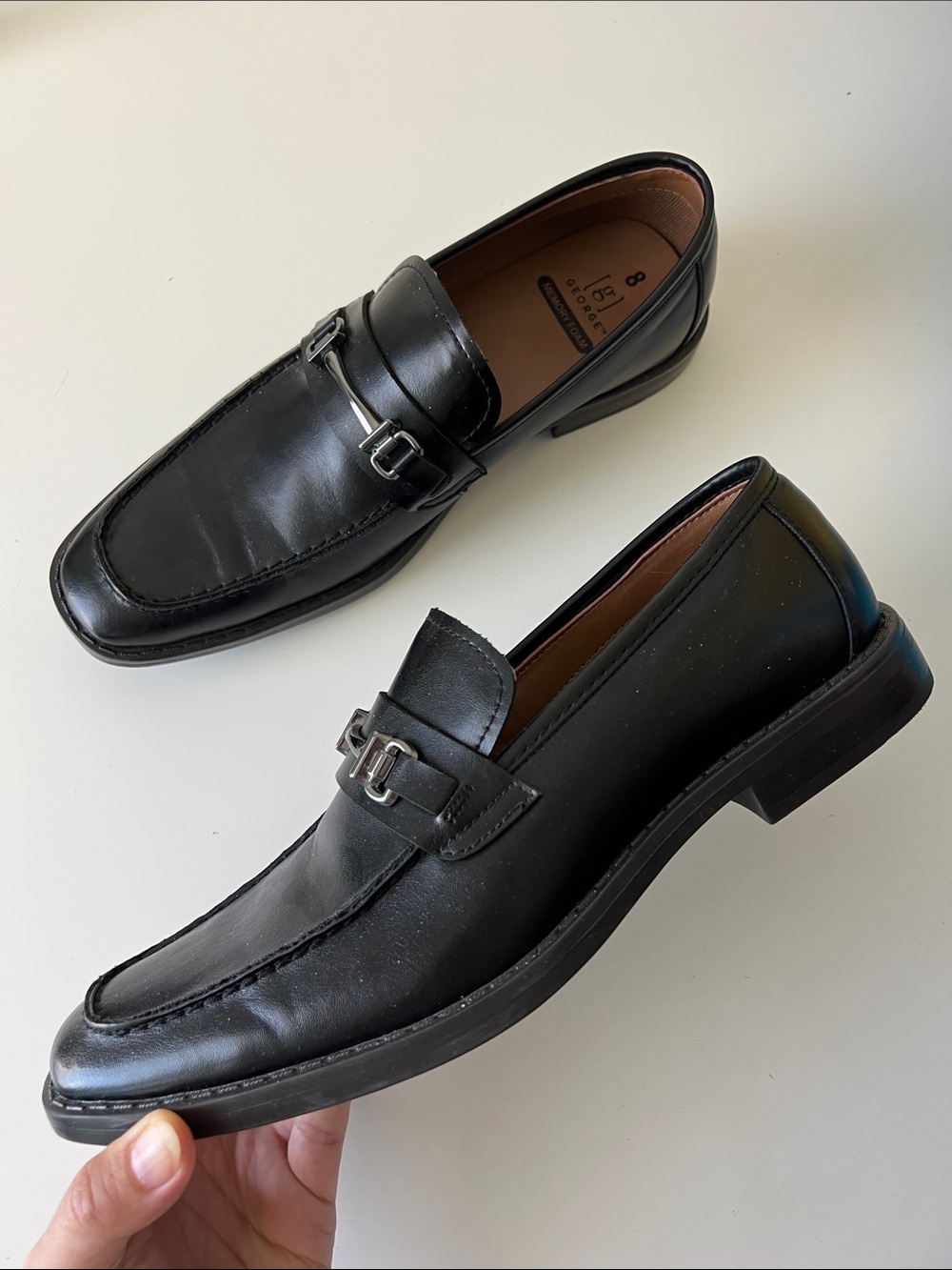 George Men's Jackey Black Slip-On Loafers with Metal Bit 8